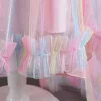 A-Line/Princess Asymmetrical High Low Flower Girl Dresses Scoop Neck Short Sleeves Girl Prom Garden Flower Girl Dress with Sequins