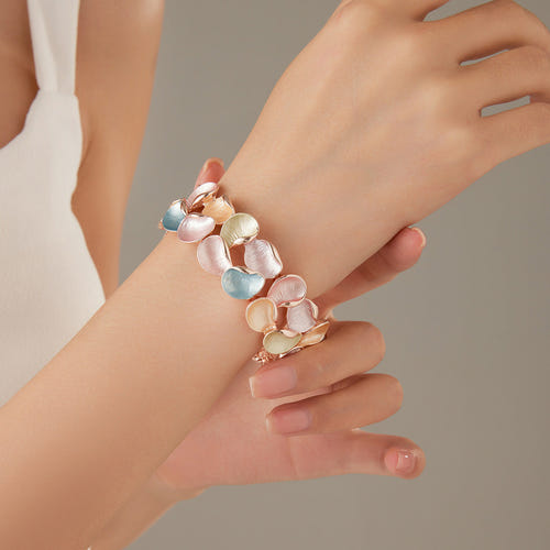 Stylish Sweet Double Rows Colorful Art Petal Stretch Bracelet