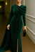 Sheath/Column Evening Dress Elegant Dress Formal Mother Of The Bride Dress Floor Length Long Sleeve Stand Collar Velvet with Pleats