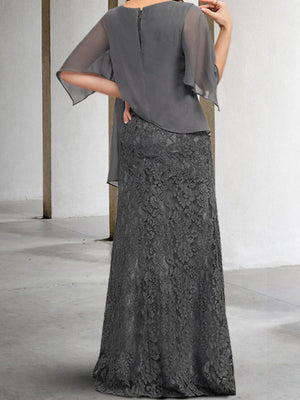 Sheath/Column Mother of the Bride Dresses Plus Size Elegant Chiffon Dress with Applique