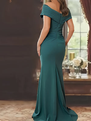Trumpet/Mermaid Off-the-Shoulder Sleeveless Floor-Length Mother of the Bride Dresses With Ruffles