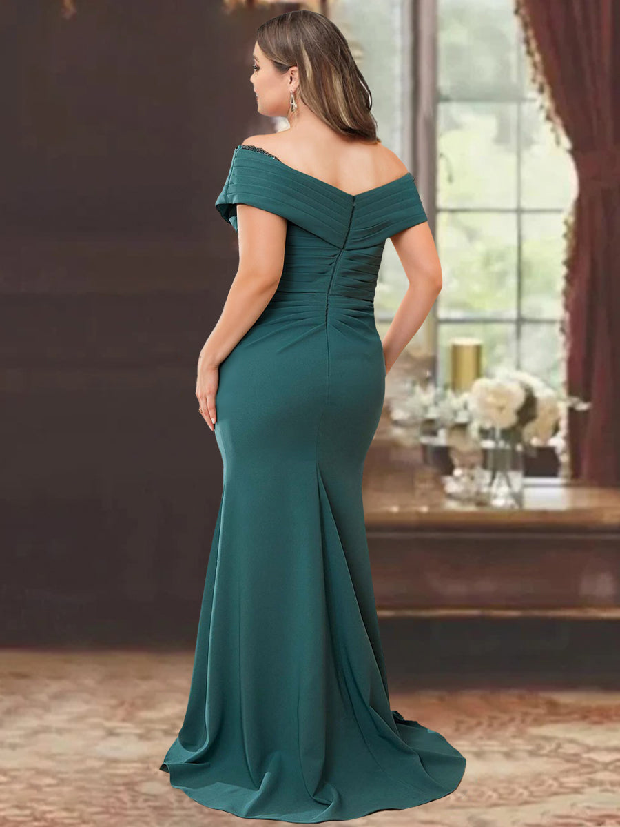 Trumpet/Mermaid Off-the-Shoulder Sleeveless Floor-Length Mother of the Bride Dresses With Ruffles