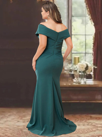 Trumpet/Mermaid Off-the-Shoulder Sleeveless Floor-Length Mother of the Bride Dresses With Ruffles