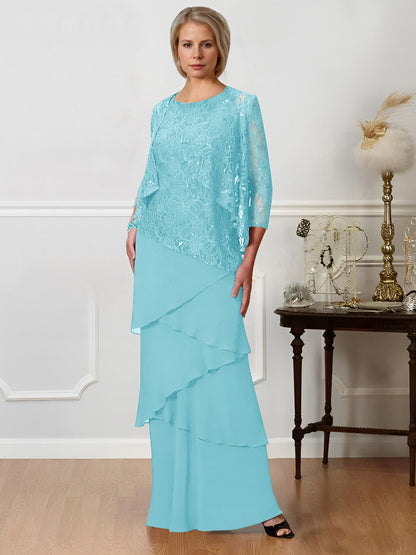 Sheath/Column Jewel Neck Floor-Length Mother of the Bride Dresses