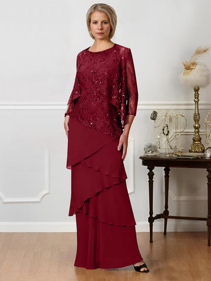 Sheath/Column Jewel Neck Floor-Length Mother of the Bride Dresses