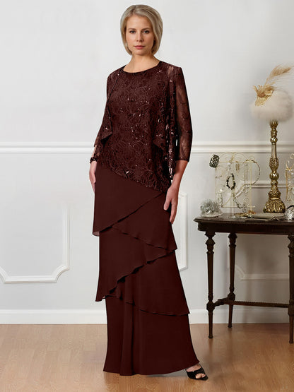Sheath/Column Jewel Neck Floor-Length Mother of the Bride Dresses