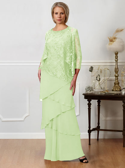 Sheath/Column Jewel Neck Floor-Length Mother of the Bride Dresses