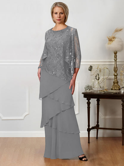 Sheath/Column Jewel Neck Floor-Length Mother of the Bride Dresses