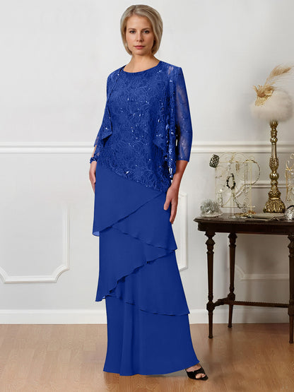 Sheath/Column Jewel Neck Floor-Length Mother of the Bride Dresses