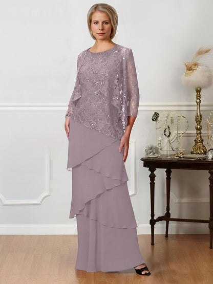 Sheath/Column Jewel Neck Floor-Length Mother of the Bride Dresses