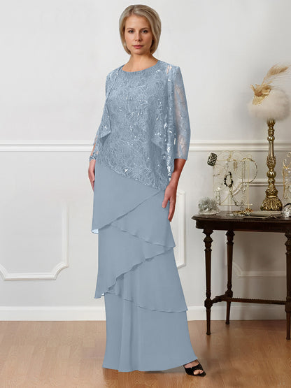 Sheath/Column Jewel Neck Floor-Length Mother of the Bride Dresses