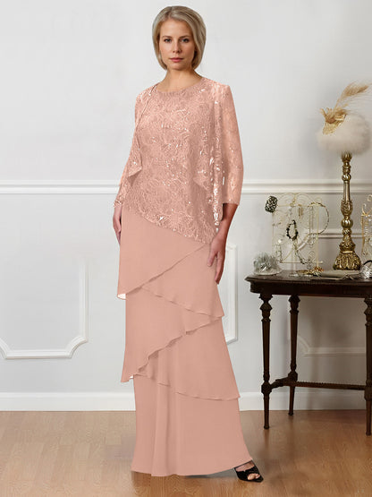 Sheath/Column Jewel Neck Floor-Length Mother of the Bride Dresses