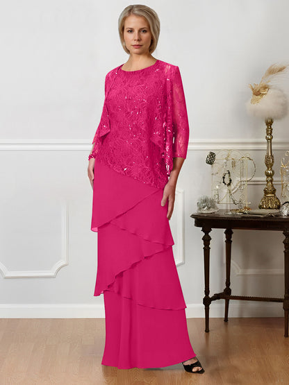 Sheath/Column Jewel Neck Floor-Length Mother of the Bride Dresses