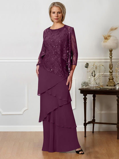 Sheath/Column Jewel Neck Floor-Length Mother of the Bride Dresses