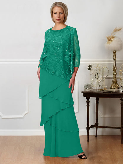 Sheath/Column Jewel Neck Floor-Length Mother of the Bride Dresses