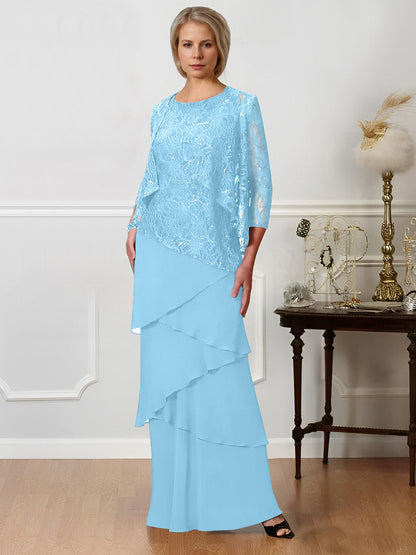Sheath/Column Jewel Neck Floor-Length Mother of the Bride Dresses