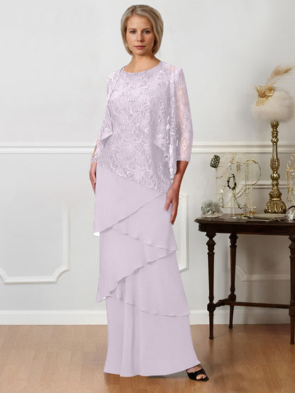 Sheath/Column Jewel Neck Floor-Length Mother of the Bride Dresses