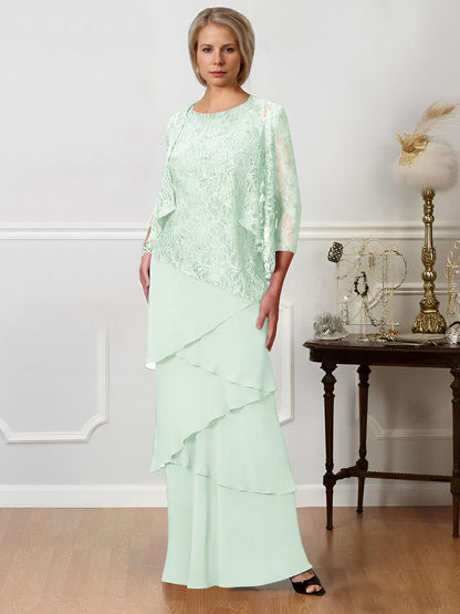 Sheath/Column Jewel Neck Floor-Length Mother of the Bride Dresses