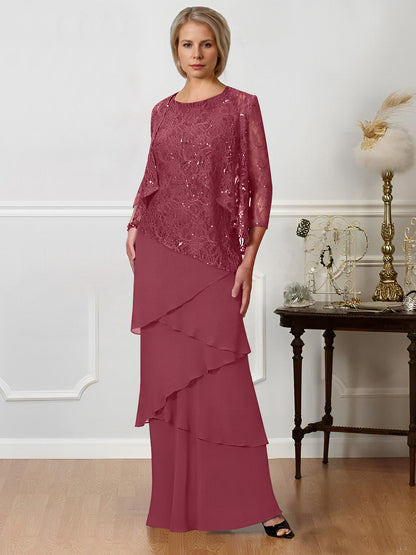 Sheath/Column Jewel Neck Floor-Length Mother of the Bride Dresses