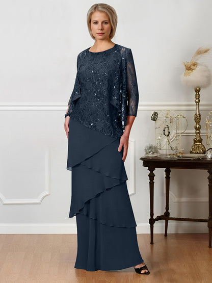Sheath/Column Jewel Neck Floor-Length Mother of the Bride Dresses