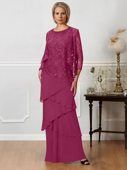 Sheath/Column Jewel Neck Floor-Length Mother of the Bride Dresses