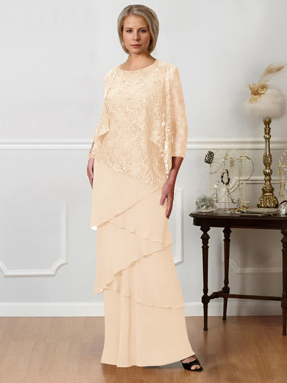 Sheath/Column Jewel Neck Floor-Length Mother of the Bride Dresses