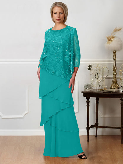 Sheath/Column Jewel Neck Floor-Length Mother of the Bride Dresses