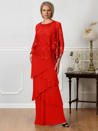 Sheath/Column Jewel Neck Floor-Length Mother of the Bride Dresses