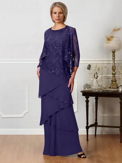 Sheath/Column Jewel Neck Floor-Length Mother of the Bride Dresses