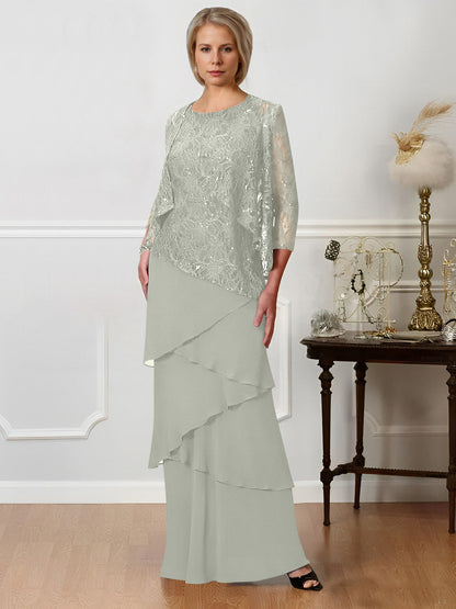 Sheath/Column Jewel Neck Floor-Length Mother of the Bride Dresses