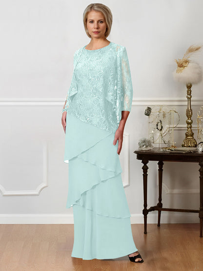Sheath/Column Jewel Neck Floor-Length Mother of the Bride Dresses