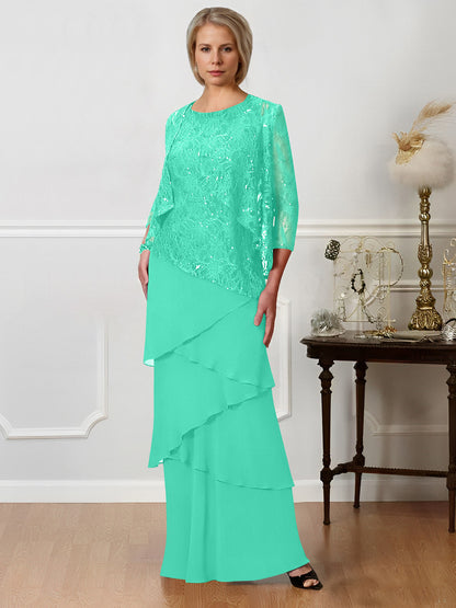 Sheath/Column Jewel Neck Floor-Length Mother of the Bride Dresses