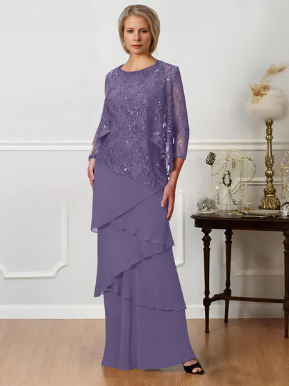 Sheath/Column Jewel Neck Floor-Length Mother of the Bride Dresses