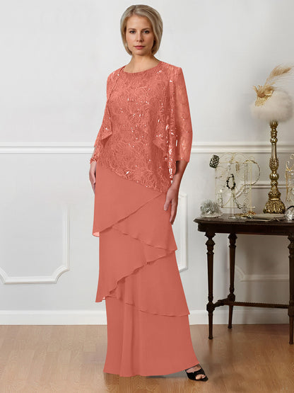Sheath/Column Jewel Neck Floor-Length Mother of the Bride Dresses