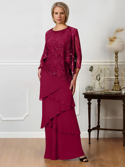 Sheath/Column Jewel Neck Floor-Length Mother of the Bride Dresses