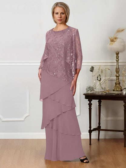 Sheath/Column Jewel Neck Floor-Length Mother of the Bride Dresses