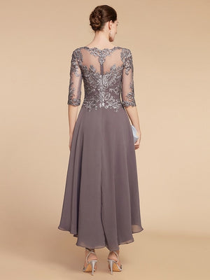 A-Line/Princess Scoop Asymmetrical Mother of the Bride Dresses