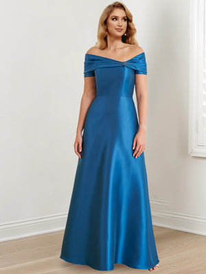 A-Line/Princess Satin Off-the-Shoulder Sleeveless Floor-Length Mother of the Bride Dresses