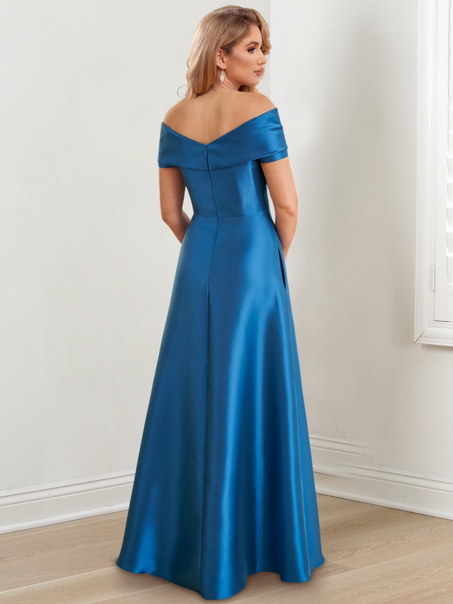 A-Line/Princess Satin Off-the-Shoulder Sleeveless Floor-Length Mother of the Bride Dresses
