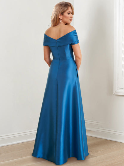 A-Line/Princess Satin Off-the-Shoulder Sleeveless Floor-Length Mother of the Bride Dresses