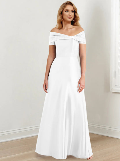 A-Line/Princess Satin Off-the-Shoulder Sleeveless Floor-Length Mother of the Bride Dresses