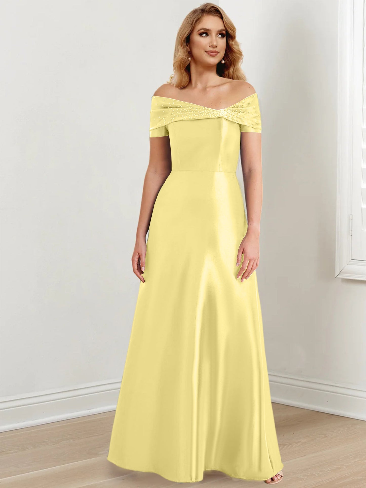 A-Line/Princess Satin Off-the-Shoulder Sleeveless Floor-Length Mother of the Bride Dresses