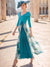 A-Line/Princess V-Neck 3/4 Sleeve Floral Ankle-Length Mother of the Bride Dresses