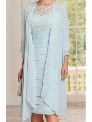 Two Piece Sheath/Column Knee-Length Jewel Neck Mother of the Bride Dress with Jacket