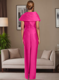 Sheath/Column Satin Evening Dresses Floor-Length Sleeveless Asymmetrical Bow(s) Mother of the Bride Dresses