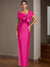Sheath/Column Satin Evening Dresses Floor-Length Sleeveless Asymmetrical Bow(s) Mother of the Bride Dresses
