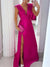 A-Line/Princess Evening Dress V-Neck Sleeveless Floor-Length Formal Dresses with Split Side