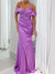 Mermaid/Trumpet Evening Dresss Sweetheart Off The Shoulder Floor-Length Formal Satin Dress Ruched