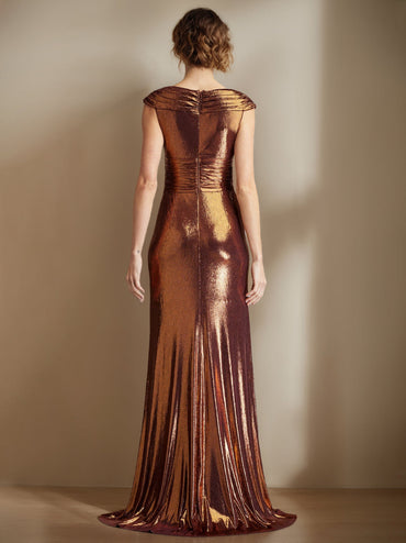 Trumpet/Mermaid Scoop Neck Sleeveless Floor-Length Mother of the Bride long Dresses with Ruffles & Split Side