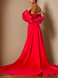 Trumpet/Mermaid Evening Dress Strapless Sleeveless Floor-Length Unique With Split Side & Ruffles Formal Wedding Dress